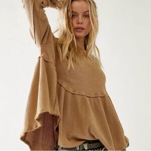 Free People Women's Tan Ribbed Top